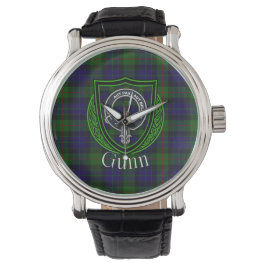 Gunn Scottish Clan Tartan & Crest Armbanduhr