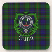 Gunn Scottish Clan Tartan & Crest Getränkeuntersetzer (Vorderseite)