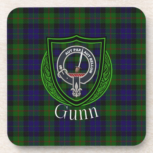 Gunn Scottish Clan Tartan & Crest Getränkeuntersetzer (Vorderseite)