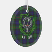 Gunn Scottish Clan Tartan & Crest Ornament Aus Glas (Vorderseite Rechts)