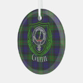 Gunn Scottish Clan Tartan & Crest Ornament Aus Glas (Vorderseite links)