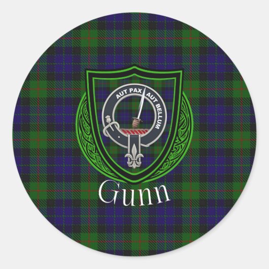 Gunn Scottish Clan Tartan & Crest Runder Aufkleber (Vorderseite)