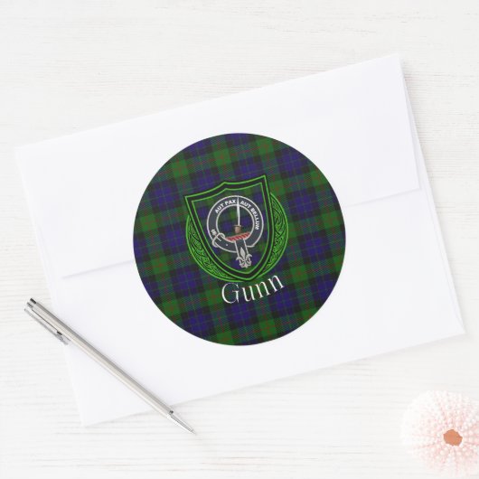 Gunn Scottish Clan Tartan & Crest Runder Aufkleber (Umschlag)