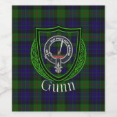 Gunn Scottish Clan Tartan & Crest Weinetikett (Einzelnes Label)