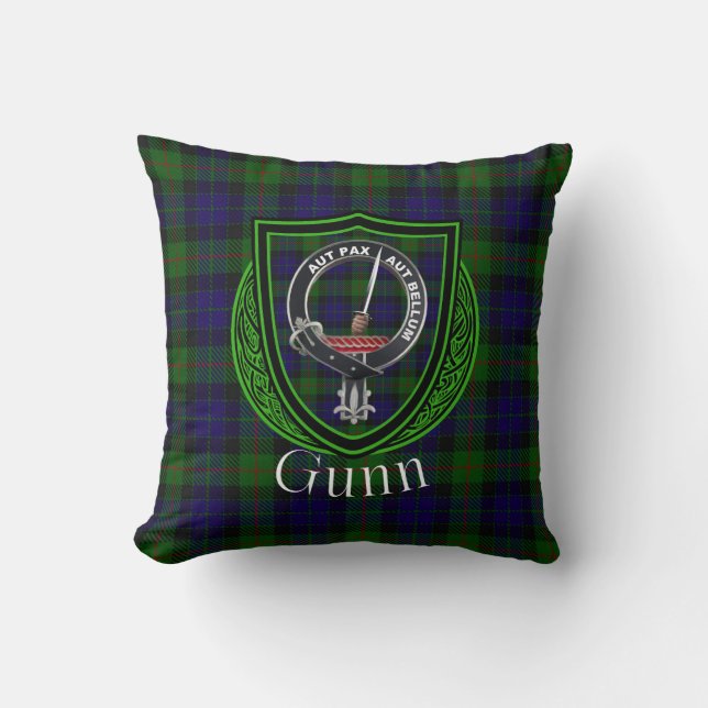 Gunn Scottish Clan Tartan & Wappen Kissen (Vorderseite)