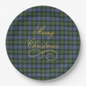 Gunn Scottish Tartan Merry Christmas Gold Pappteller (Vorderseite)