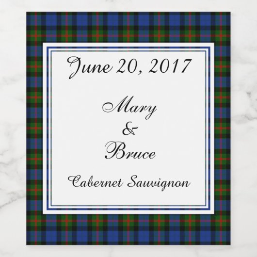 Gunn Scottish Wedding Wine Label Weinetikett (Einzelnes Label)
