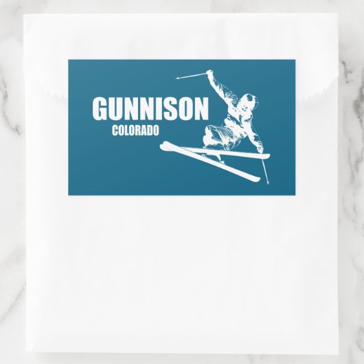 Gunnison Colorado Skier Rechteckiger Aufkleber (Tasche)