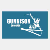 Gunnison Colorado Skier Rechteckiger Aufkleber (Vorderseite)