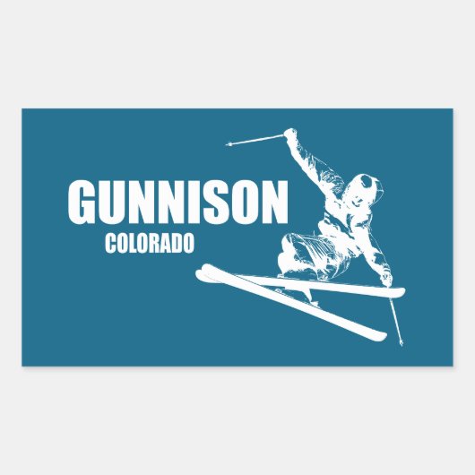 Gunnison Colorado Skier Rechteckiger Aufkleber (Vorderseite)