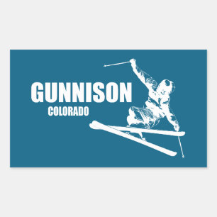 Gunnison Colorado Skifahrer Rechteckiger Aufkleber