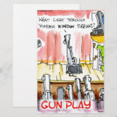 GunPlay Funny Cartoon Briefpapier (Vorne/Hinten)