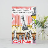 GunPlay Funny Cartoon Briefpapier (Stehend Vorderseite)