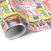 GunPlay Funny Cartoon Geschenkpapier (Rolleneckpunkt)