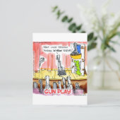 GunPlay Funny Cartoon Postkarte (Stehend Vorderseite)