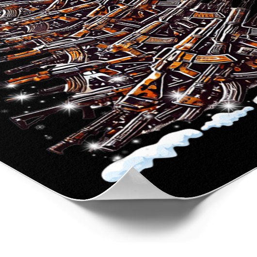 Guns Christmas Tree Funny Men Xmas For Gun Lover  Poster (Ecke)