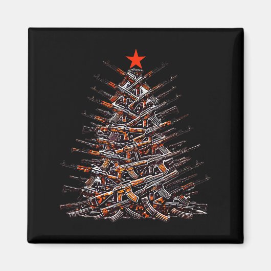 Guns Christmas Tree Funny Xmas 2025 For Gun Lover Magnet (Vorne)