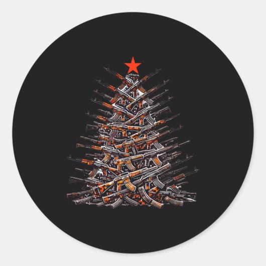 Guns Christmas Tree Funny Xmas 2025 For Gun Lover Runder Aufkleber (Vorderseite)