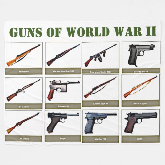 GUNS DES WELTKRIEGES II FLEECEDECKE (Vorderseite (Horizontal))