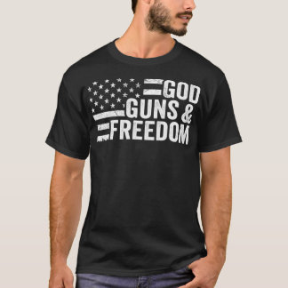 Guns & Freedom Pro Gun Patriotic American Fla T-Shirt