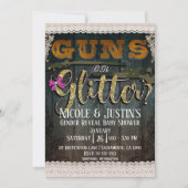 GUNS ODER GLITZER-Spitzhackendusche Einladung (Vorderseite)