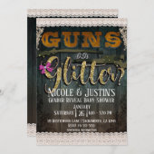 GUNS ODER GLITZER-Spitzhackendusche Einladung (Vorne/Hinten)