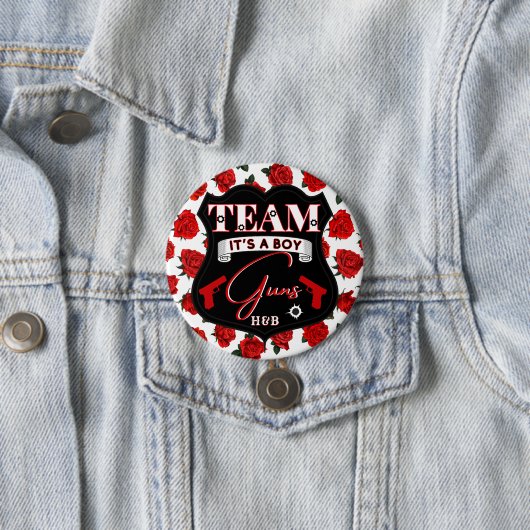 Guns oder Roses Team GUNS Rot Schwarz Geschlechtse Button (Beispiel)
