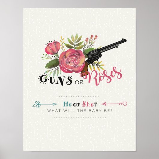 Guns or Roses Gender Reveal Party Poster (Vorne)