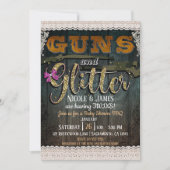 GUNS UND GLITZER-Holzbalken Rustikale Kinderdusche Einladung (Vorderseite)