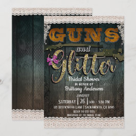 GUNS UND GLITZER Holzspitze Rustikales Brautparty Einladung