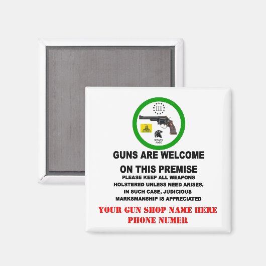 GUNS WILLKOMMEN MAGNET (Vorderseite/Rückseite)