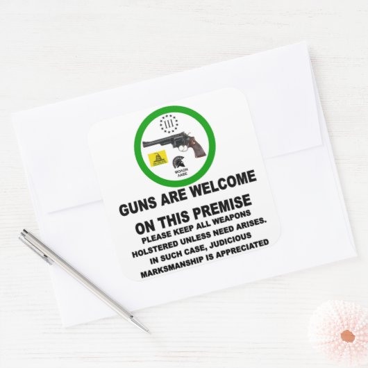 GUNS WILLKOMMEN QUADRATISCHER AUFKLEBER (Umschlag)