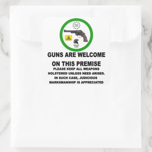 GUNS WILLKOMMEN QUADRATISCHER AUFKLEBER (Tasche)