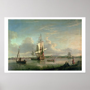 Gunship on the Thames off Woolwich Poster