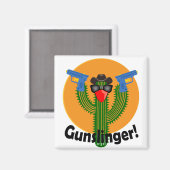 Gunslinger Cactus Design - 2 Zoll Square Magnet (Vorderseite/Rückseite)
