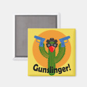 Gunslinger Cactus Design - 2 Zoll Square Magnet (Vorderseite/Rückseite)