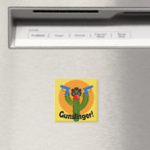 Gunslinger Cactus Design - 2 Zoll Square Magnet (In Situ (Geschirrspüler))