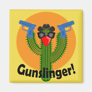 Gunslinger Cactus Design - 2 Zoll Square Magnet