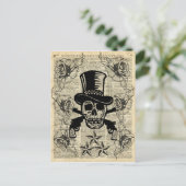 Gunslinger, Happy Skull, Kanonen, Rose, Geschenk,  Postkarte (Stehend Vorderseite)