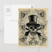 Gunslinger, Happy Skull, Kanonen, Rose, Geschenk,  Postkarte (Vorne/Hinten)