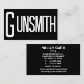 Gunsmith Black Simple Business Card Visitenkarte (Vorne/Hinten)