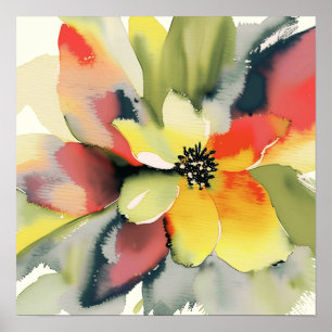 Günstig und lebendig: Blumenposter in Aquarellfarb Poster