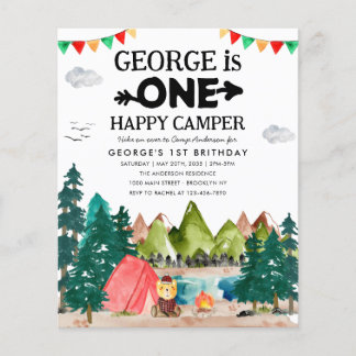 Günstige 1 Happy Camper Woods Camping 1. Geburtsta Flyer
