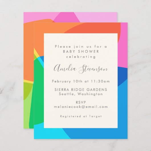 Günstige Abstrakte Babydusche einladen (Vorne/Hinten)