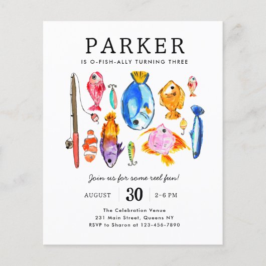 Günstige Angelruten Spaß Fischen Angeln Geburtstag Flyer (Vorne)