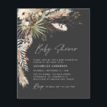 Günstige Babyduschpampen, modern schwarz elegant Flyer<br><div class="desc">Die preiswerte Babydusche Pampas Gras und Eukalyptus modernes boho elegantes Party laden zum Design ein. In einer zeitgenössischen Terrakotta,  Salbei grün,  natürlich,  creme und schwarz.</div>