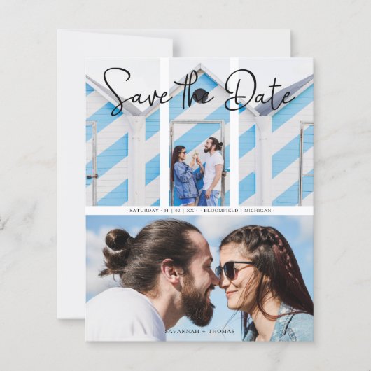 Günstige Hochzeit Moderne Elegante Collage 2 Fotos (Vorderseite)