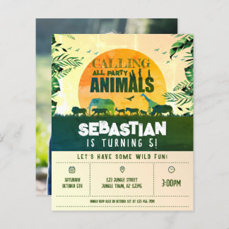 Günstige Jungle Animal Wild Foto Einladung