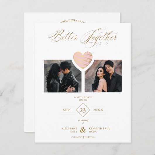 Günstige Kombination Rosa Goldenes Herz 2 Fotos (Vorne/Hinten)