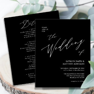 Günstige Schwarz-Moderne auf einer Hochzeit Flyer